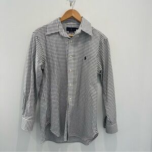 RALPH LAUREN Black and White Checkered Easy Care Long Sleeve Shirt | Mens
